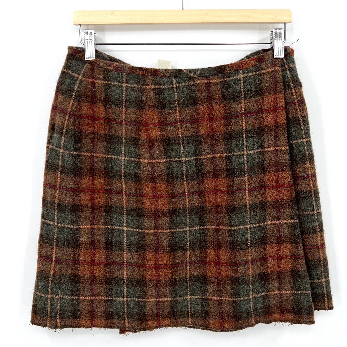 SOLD. Vintage Eddie Bauer Plaid Wool Mini Skirt