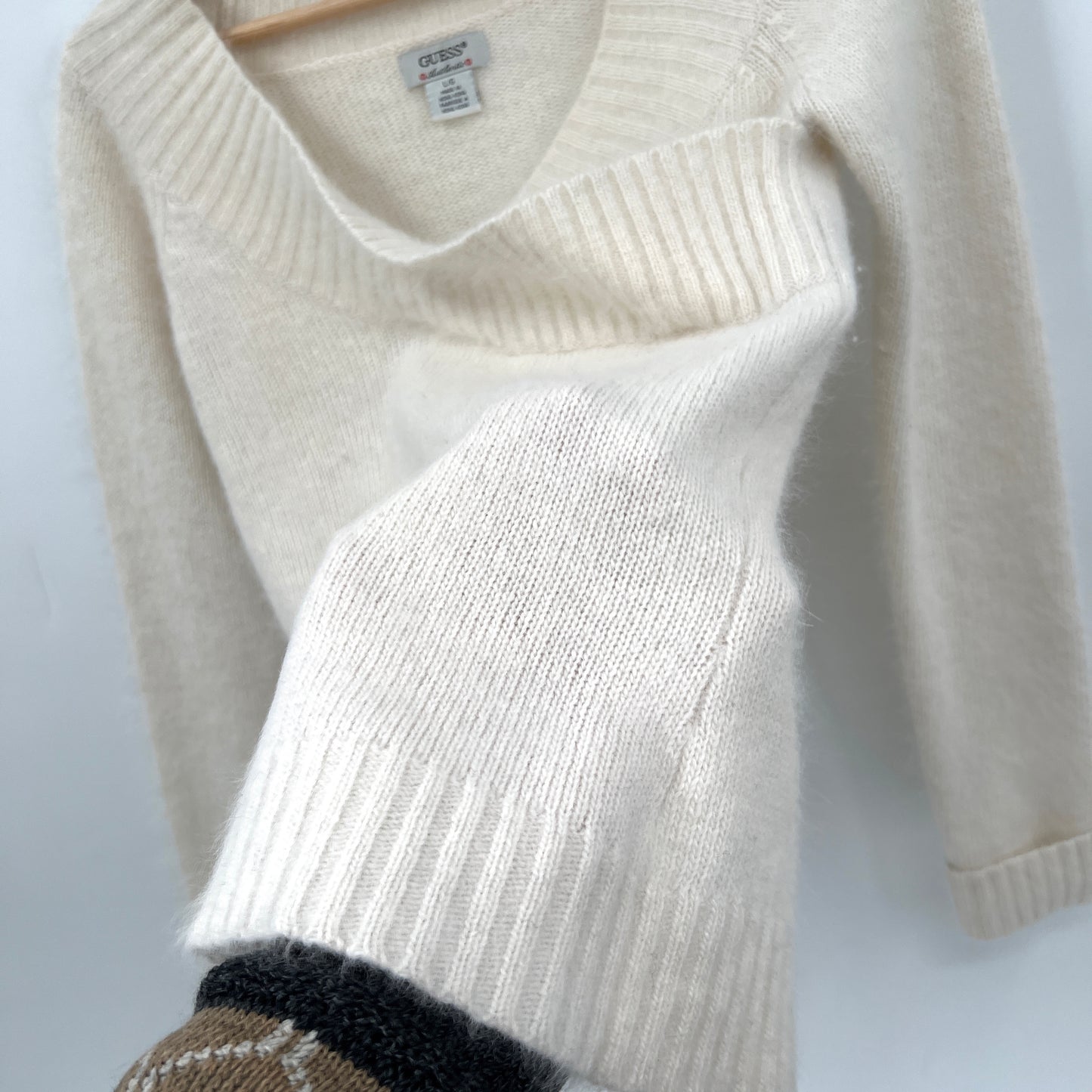 Y2K Guess Angora Blend V-neck Fitted Sweater