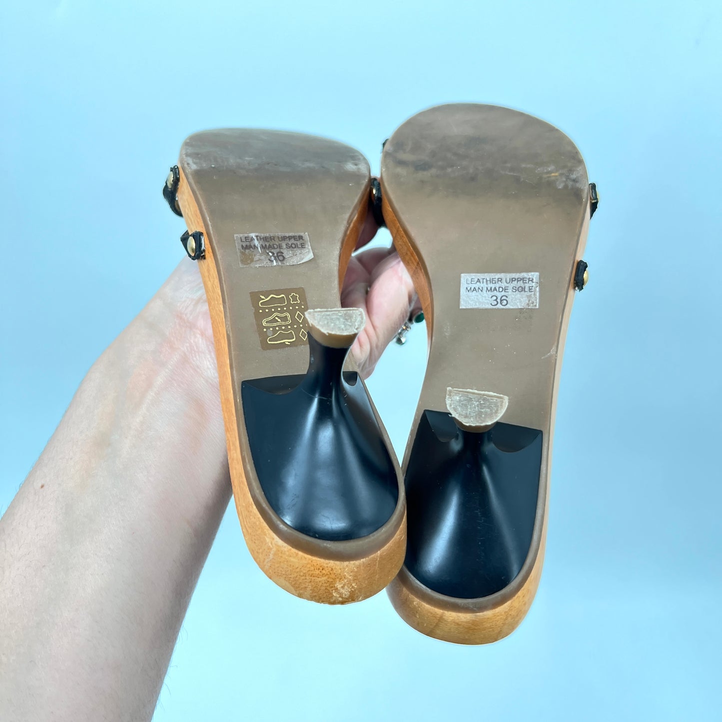 Y2K Aldo Wooden Heel Sole Heels Sandals