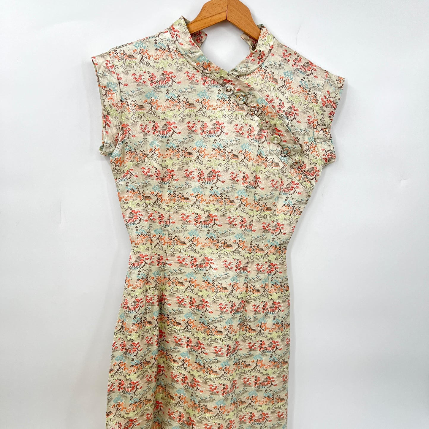 Vintage Cheongsam Village Print Dress/Tunic