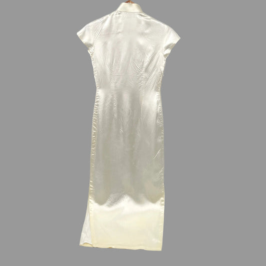 Vintage Silk Cheongsam Beaded & Puff Velvet Design Dress