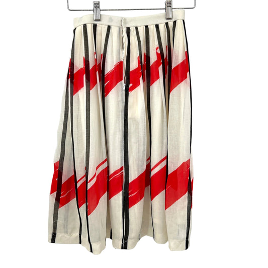 Vintage Pleaded Abstract Print Skirt