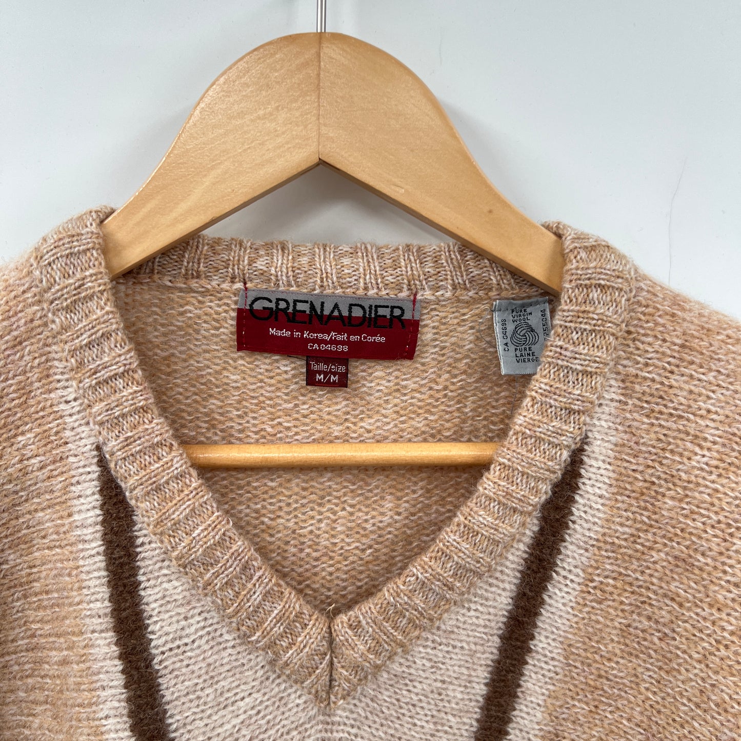 Vintage Grenadier Virgin Wool V-neck Sweater
