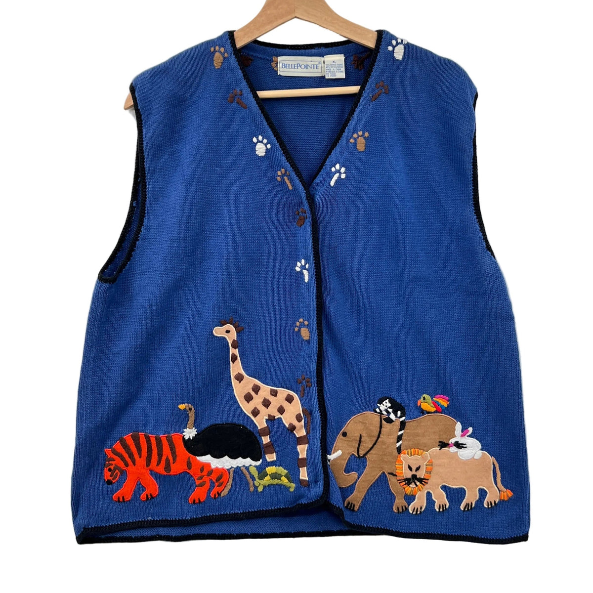 Vintage Belle Pointe Animal's Ark Patch Work Sweater Vest