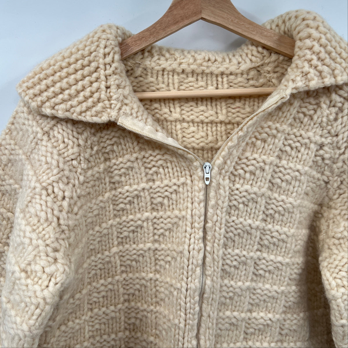 Vintage Wool Chunky Knit Unisex Cardigan