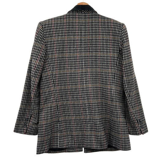 Vintage Kasper Leather Collar Wool Blend Blazer