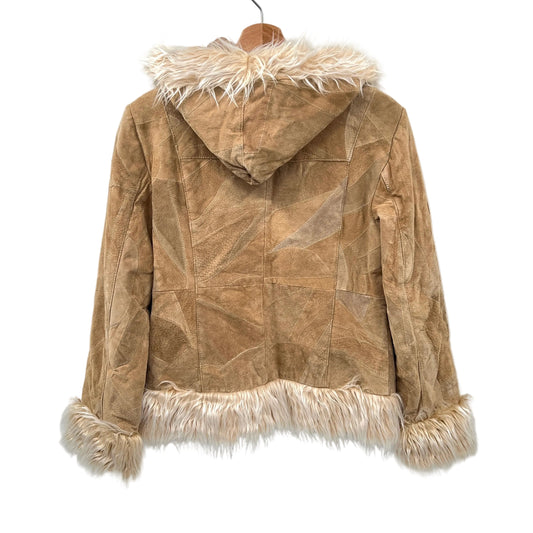 Y2K Penny Lane Style Suede Leather Patches and Faux Fur Trims Jacket
