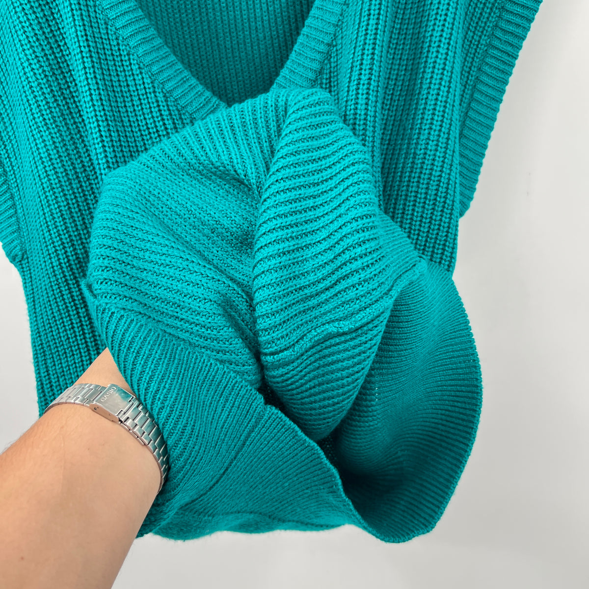 Vintage Acrylic V-neck Teal Sweater Vest