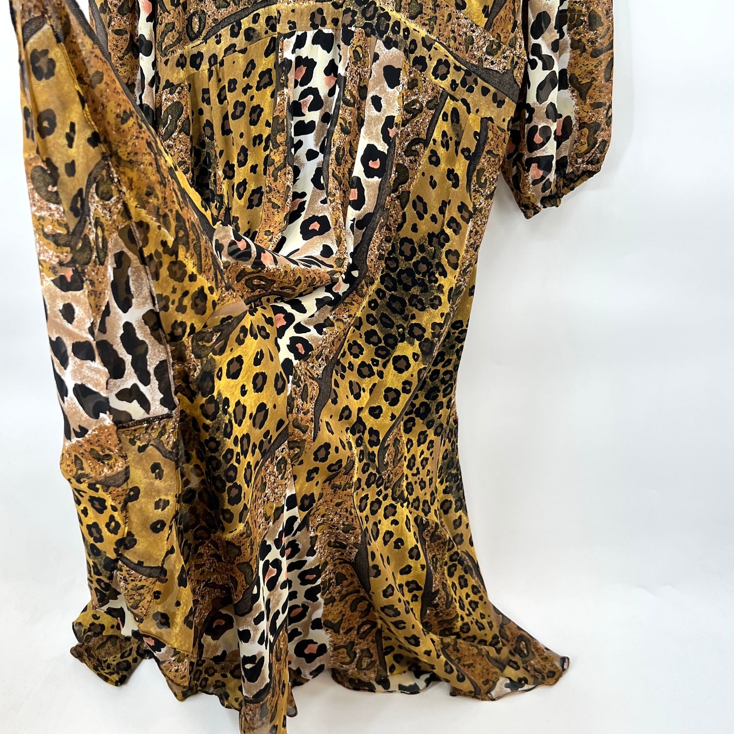 Vintage Christopher Raund Animal Print Ruffle Dress