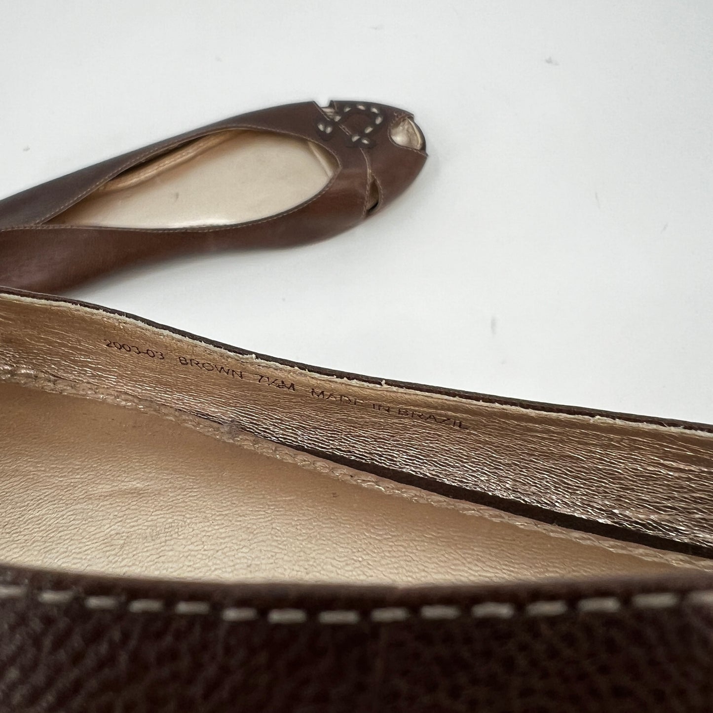 Y2K True Religion Leather Flats Peep-toe Sandals 7.5US