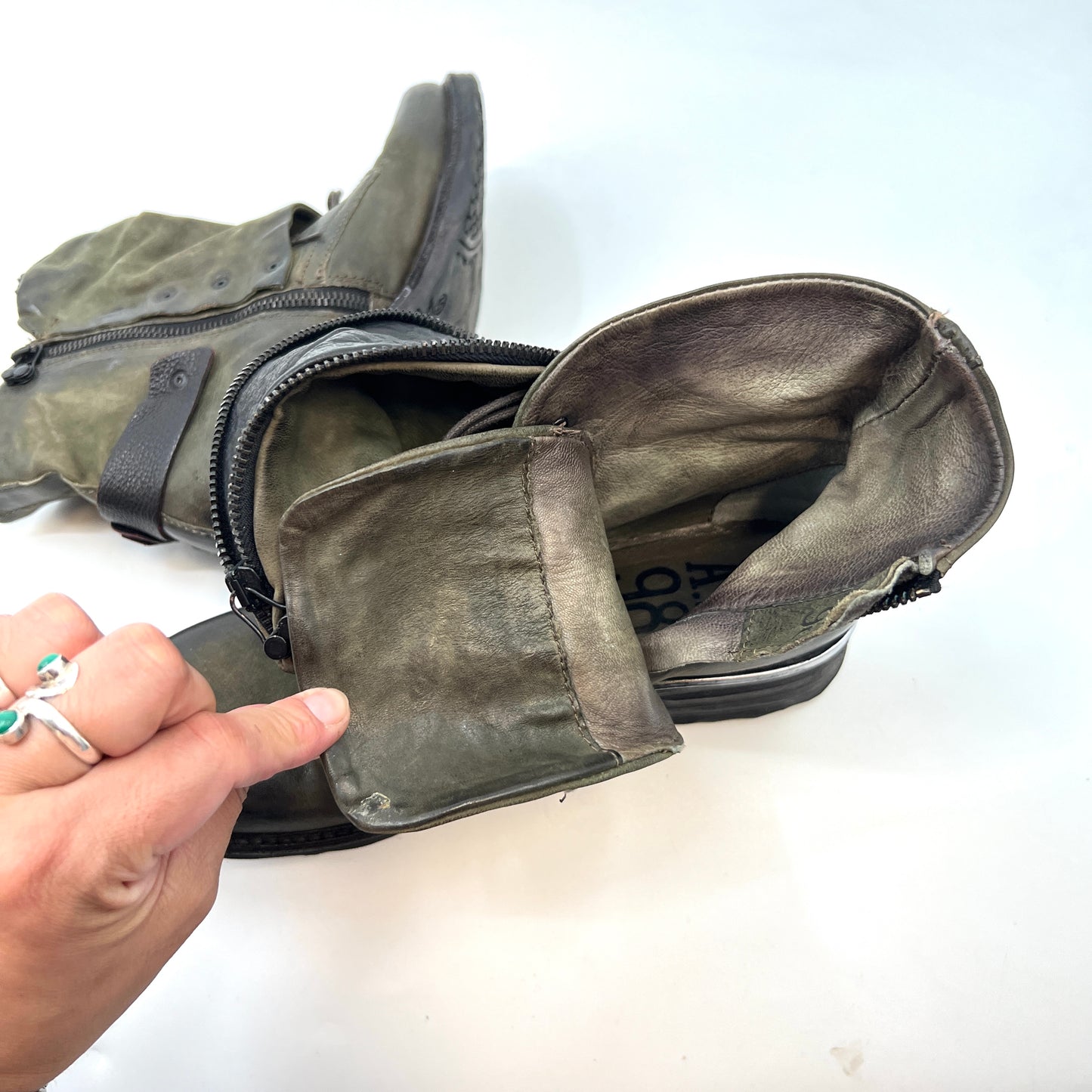 A.S 98 Wrap Around & Lace Up Leather Boots