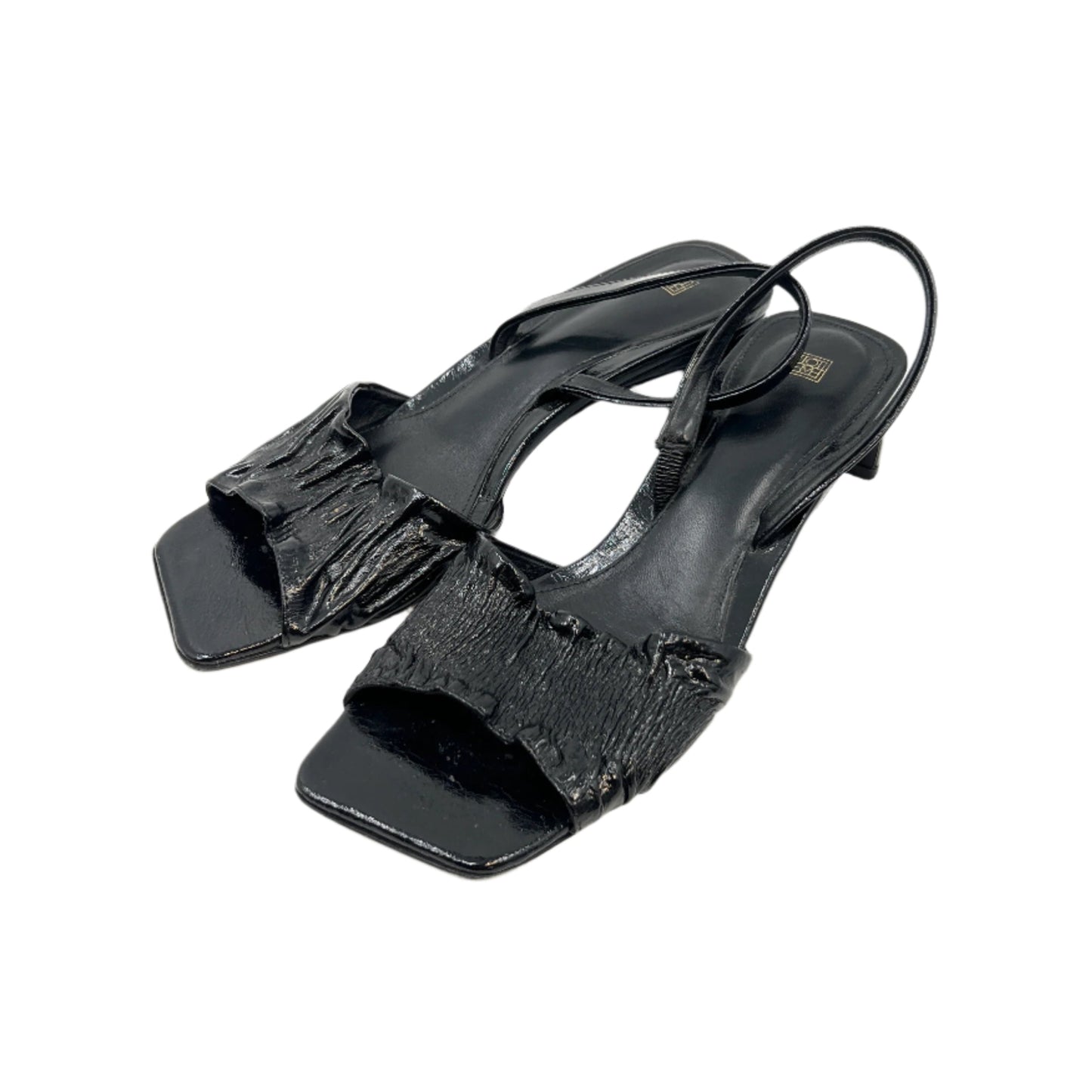 Toteme Crinkled Glossed Leather Sling Back Sandals
