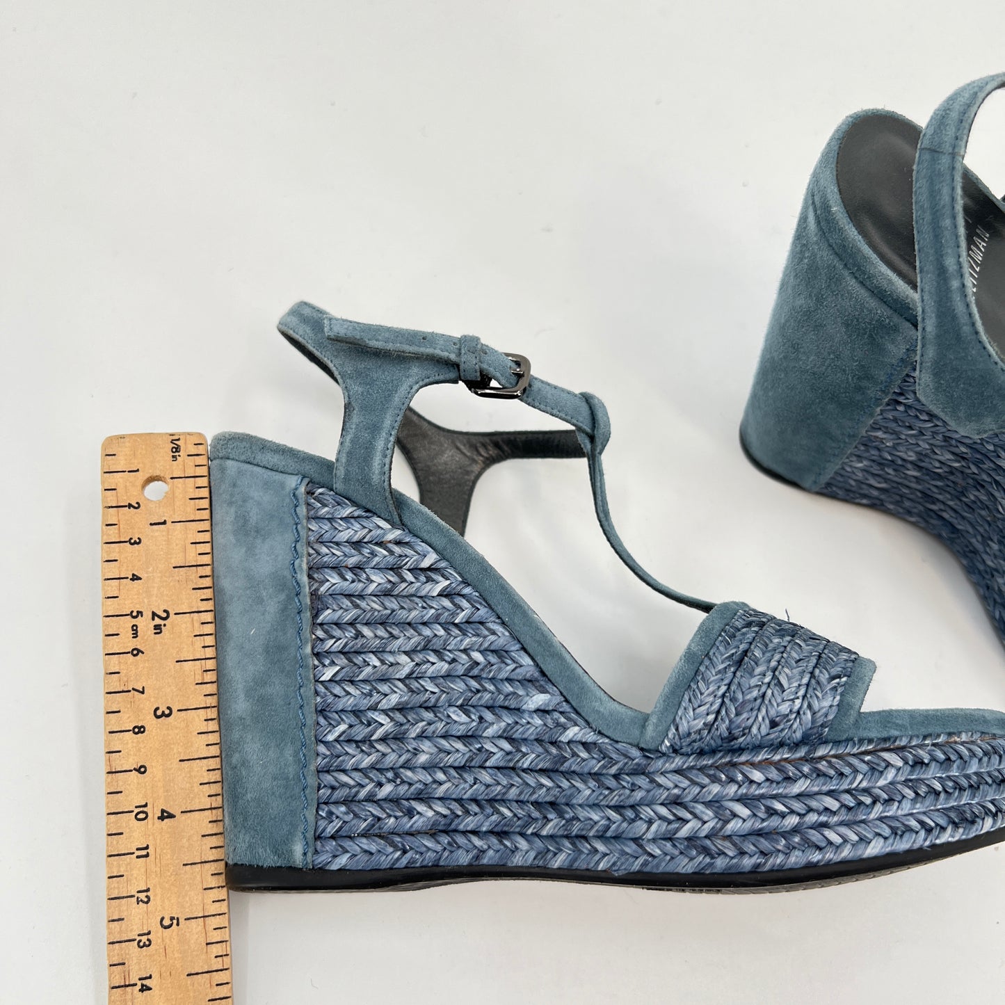 Stuart Weitzman Espadrille Suede Leather Wedges 7US