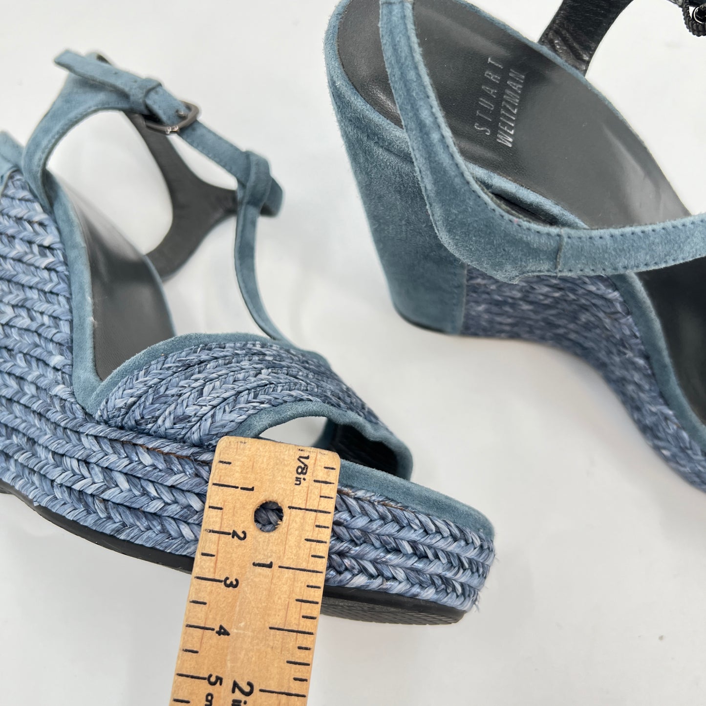 Stuart Weitzman Espadrille Suede Leather Wedges 7US