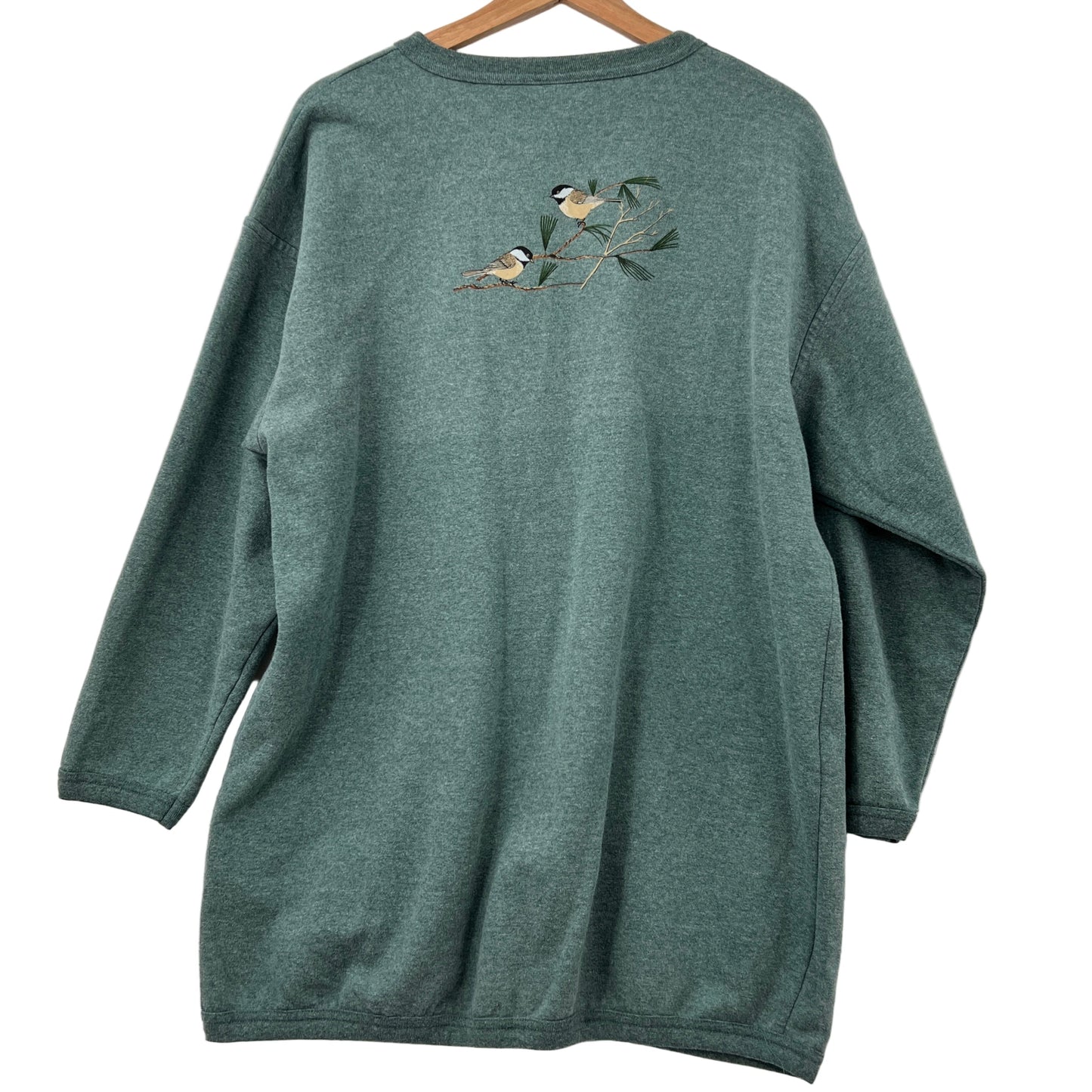 Vintage Birds Print Sweatshirt Cardigan