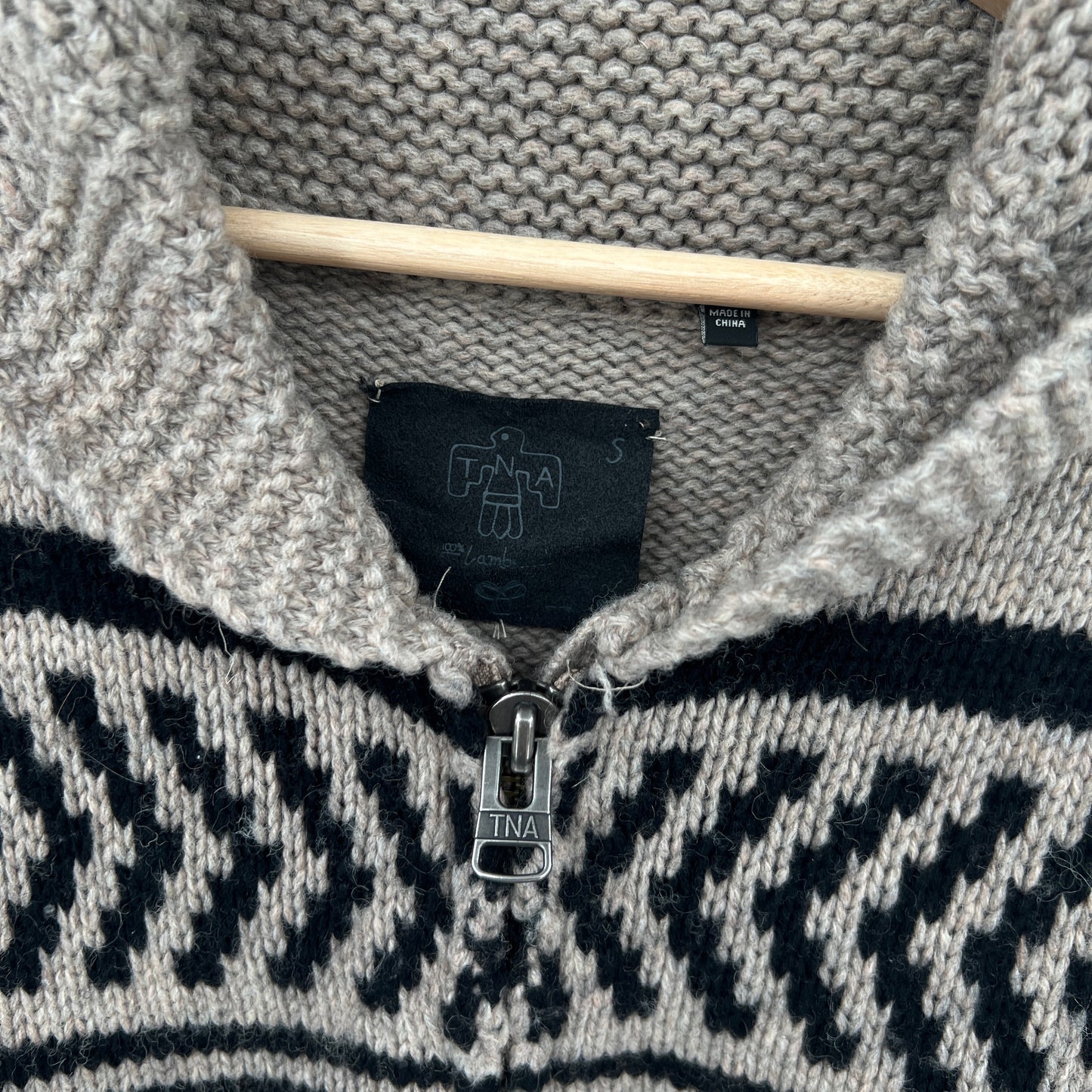 TNA Lambswool Full Zip Cardigan Sweater S