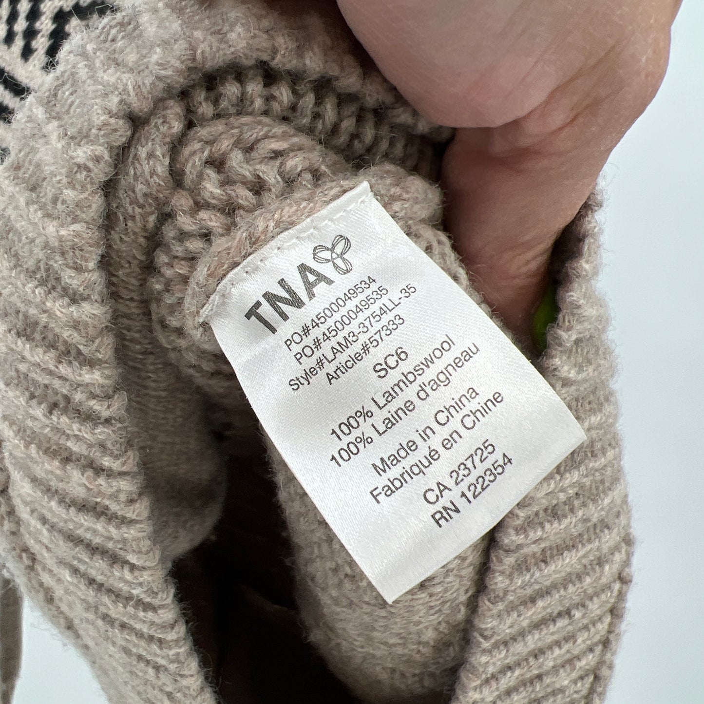 TNA Lambswool Full Zip Cardigan Sweater S