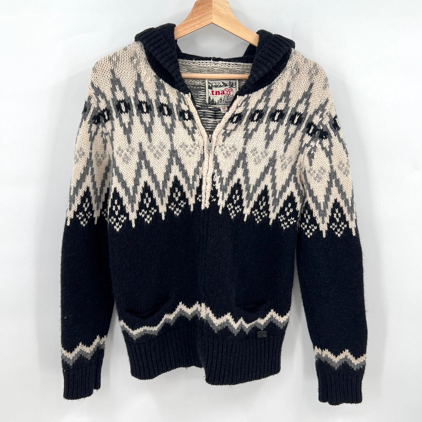 TNA Hooded Cardigan Wool Cashmere Blend M