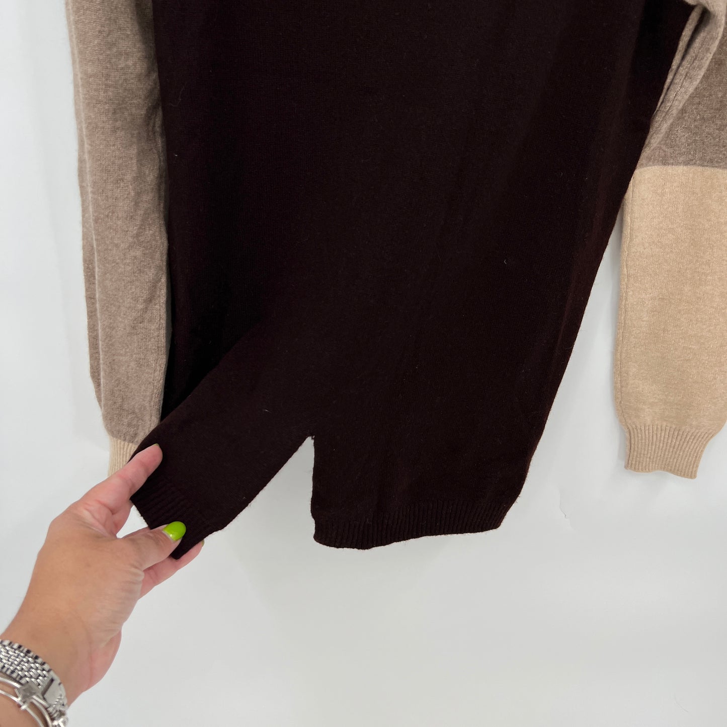 SOLD. Blue Sky Cashmere Color Block Sweater S