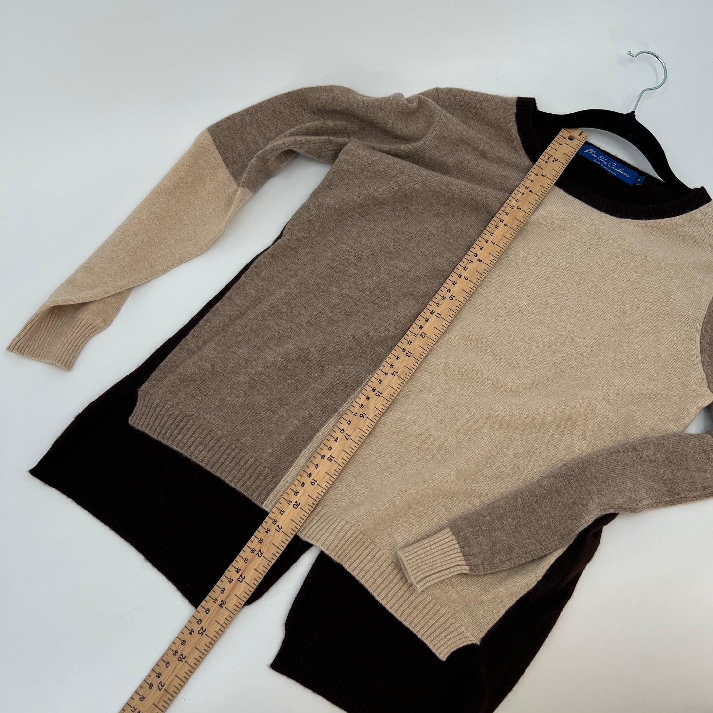 SOLD. Blue Sky Cashmere Color Block Sweater S