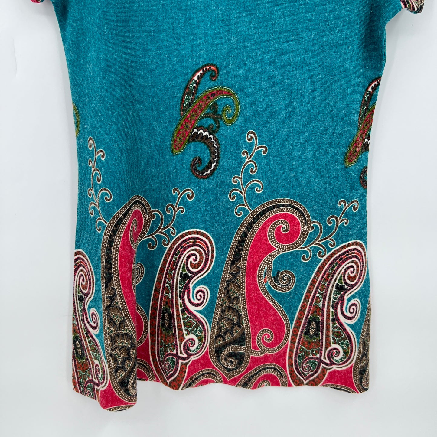 Papillon Acrylic Paisley Short Sleeves Mini Dress/ Tunic M