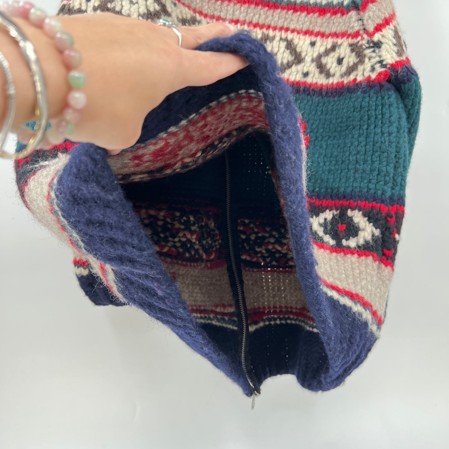 Vintage Handknit Wool Cardigan Sweater