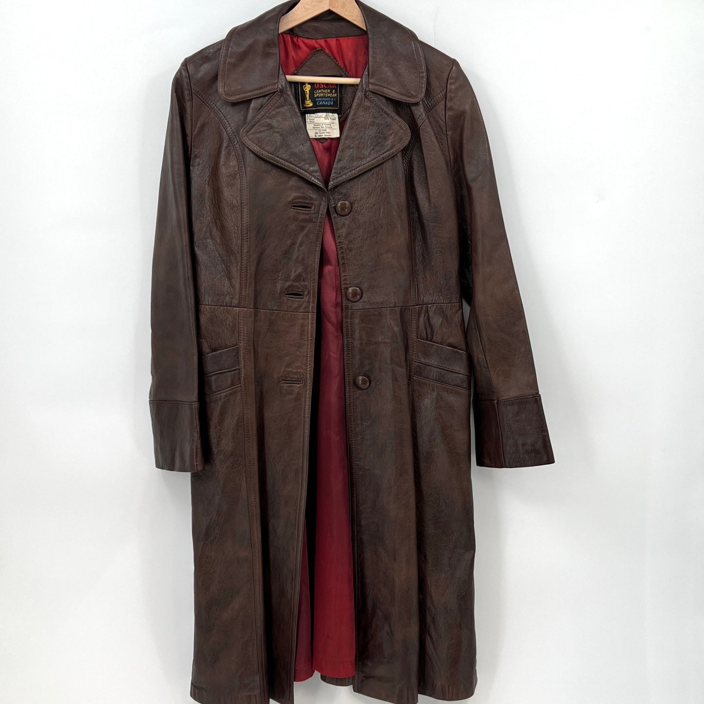 SOLD. Vintage Osca Leather Coat S