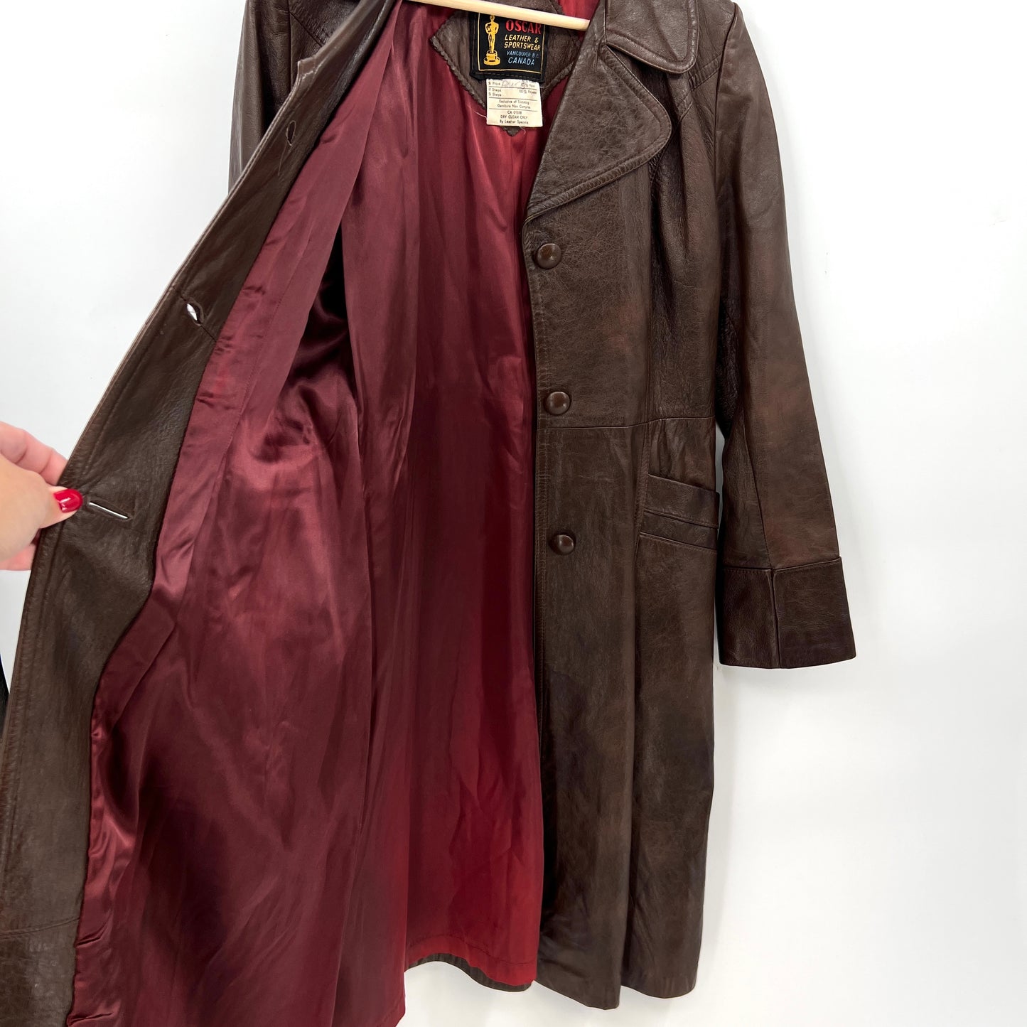 SOLD. Vintage Osca Leather Coat S