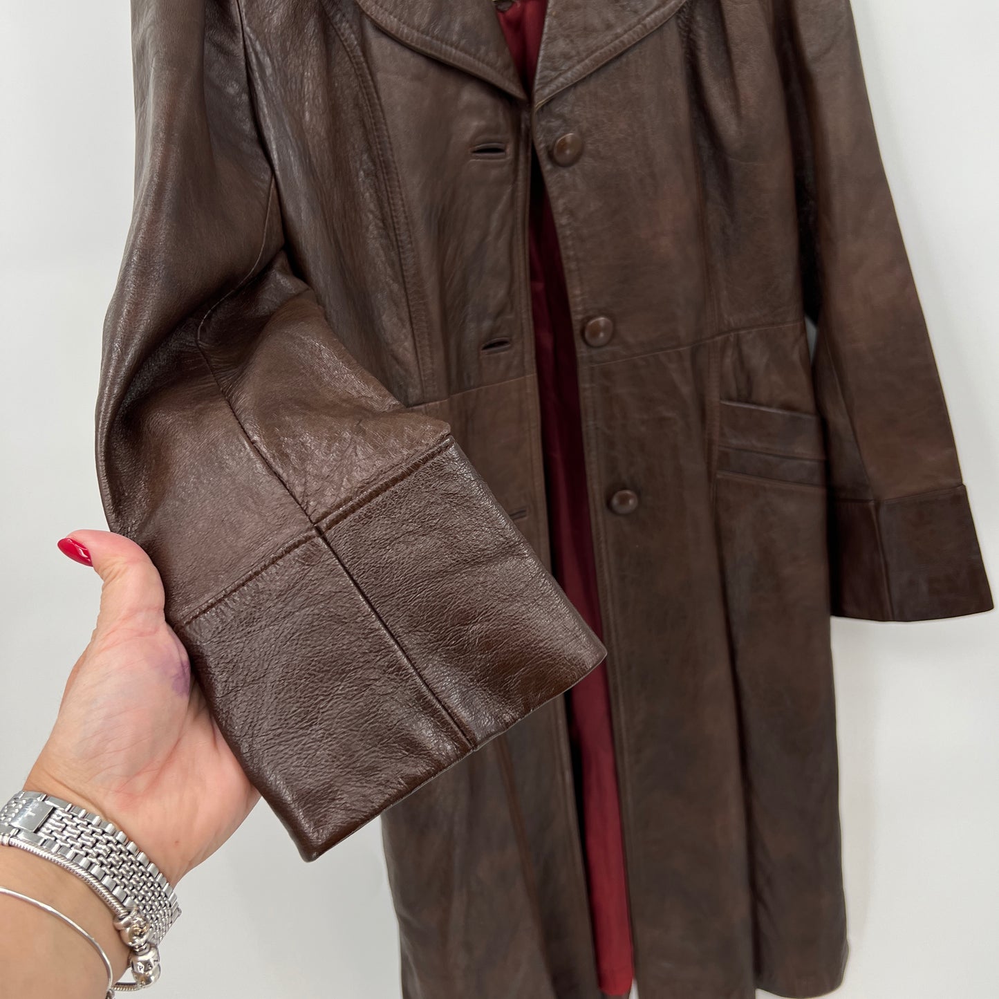 SOLD. Vintage Osca Leather Coat S