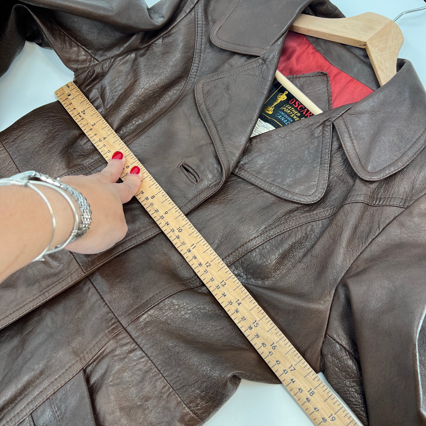 SOLD. Vintage Osca Leather Coat S