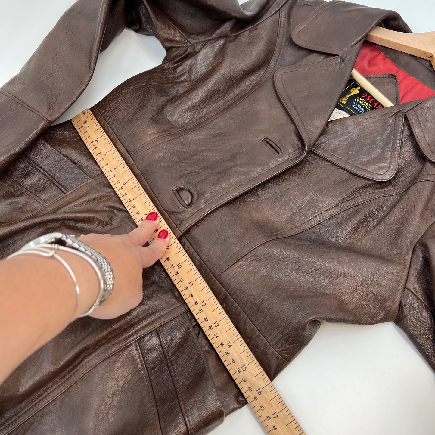 SOLD. Vintage Osca Leather Coat S