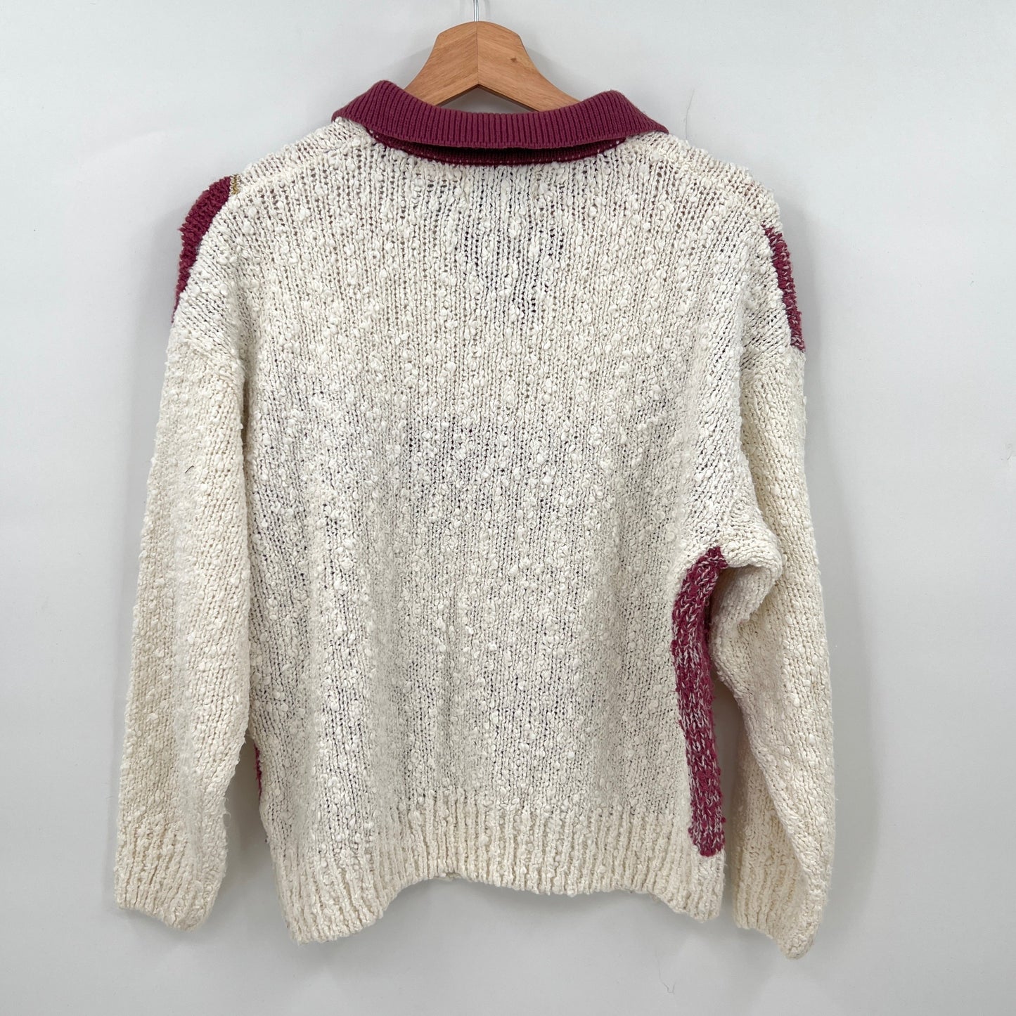 Vintage Separate Scene Popcorn knit Floral Patch Sweater S/M