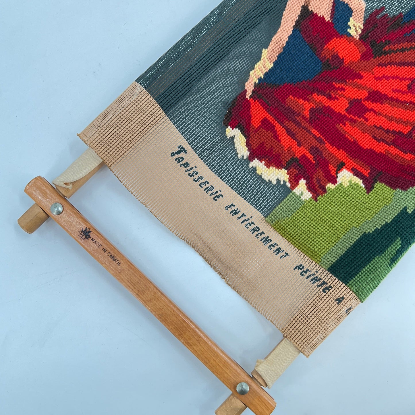 Vintage Unfinished Needlepoint Flamenco Dancer with Frame