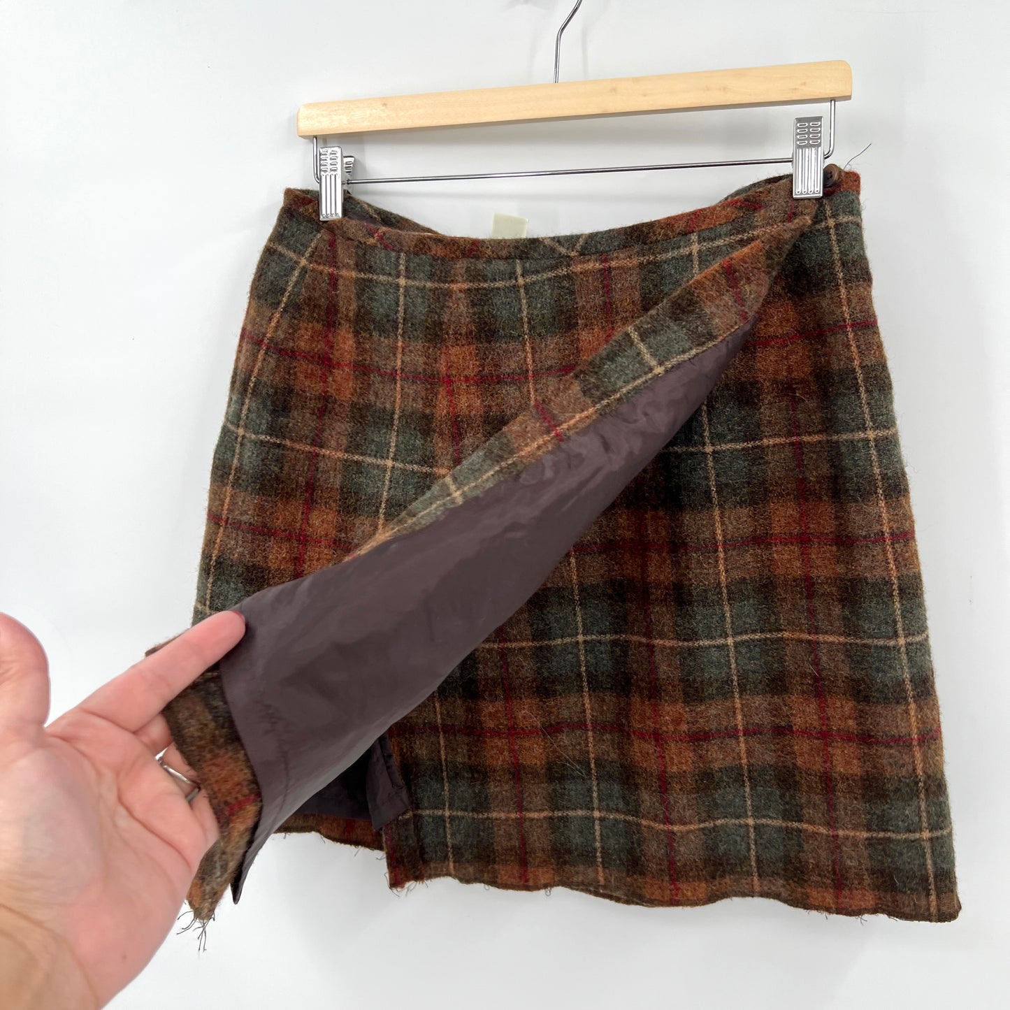 SOLD. Vintage Eddie Bauer Plaid Wool Mini Skirt