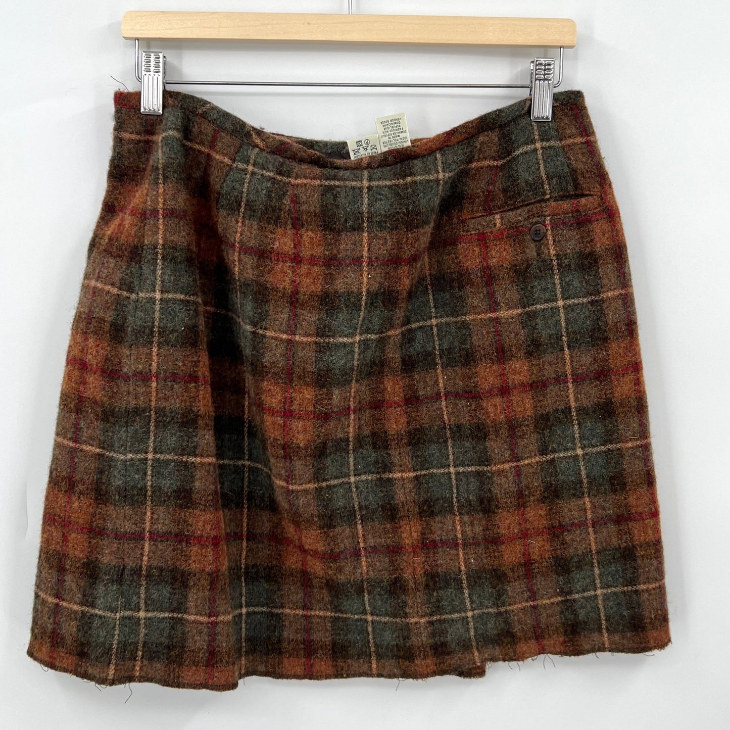 SOLD. Vintage Eddie Bauer Plaid Wool Mini Skirt