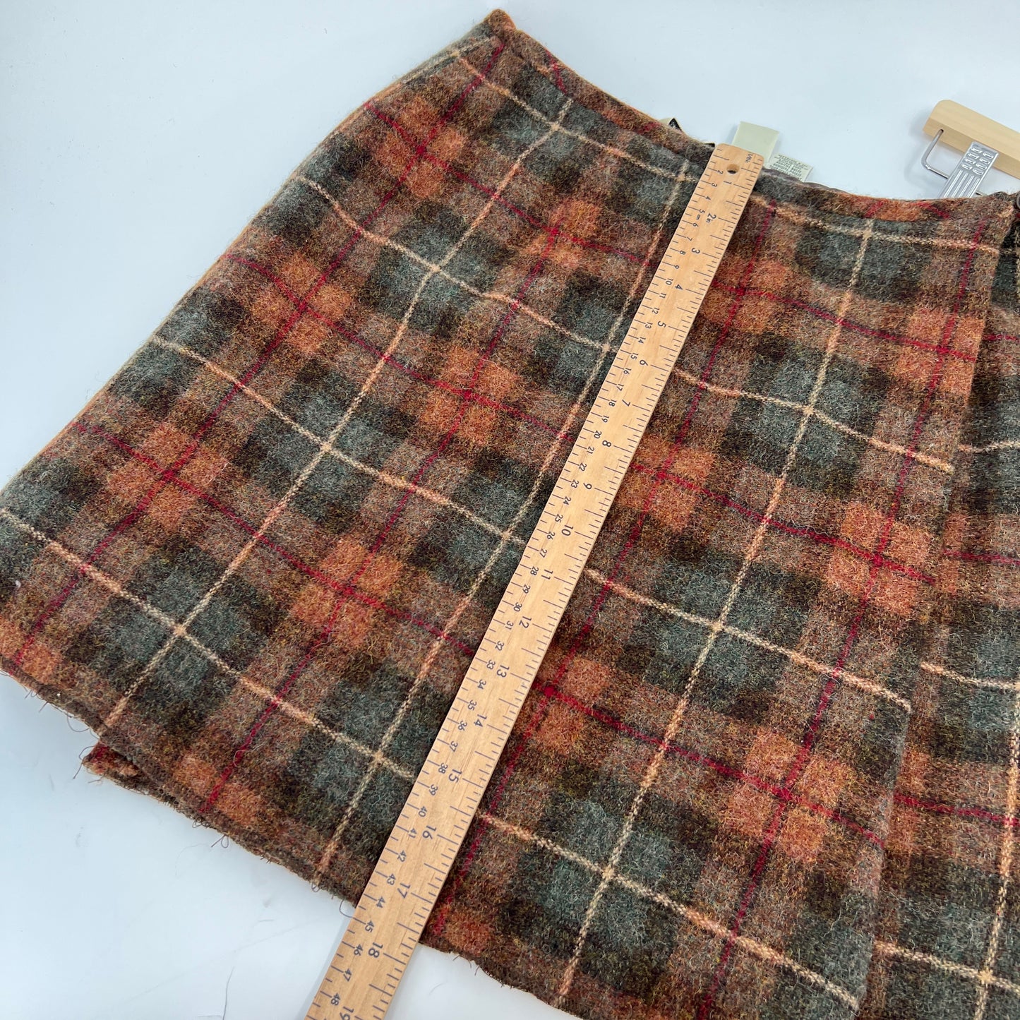 SOLD. Vintage Eddie Bauer Plaid Wool Mini Skirt