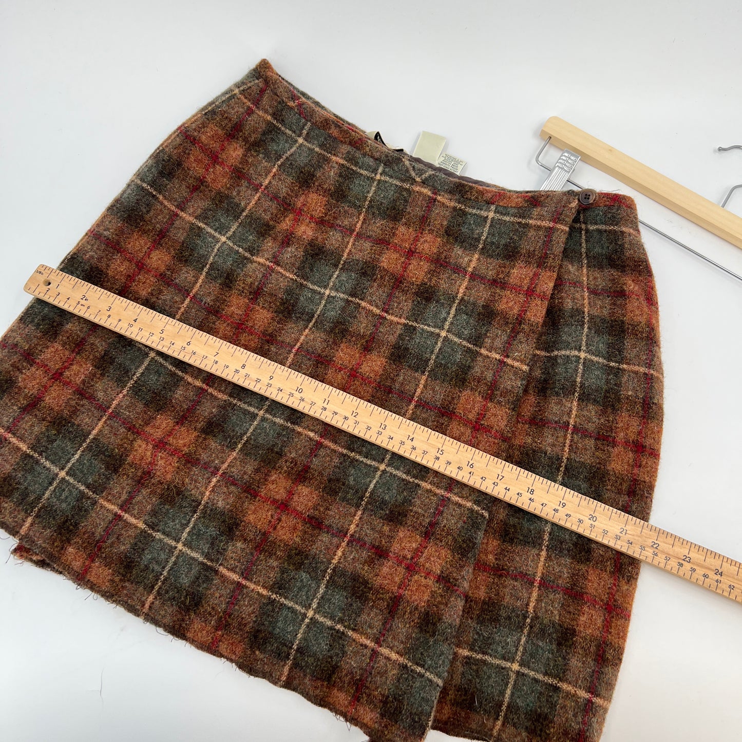SOLD. Vintage Eddie Bauer Plaid Wool Mini Skirt