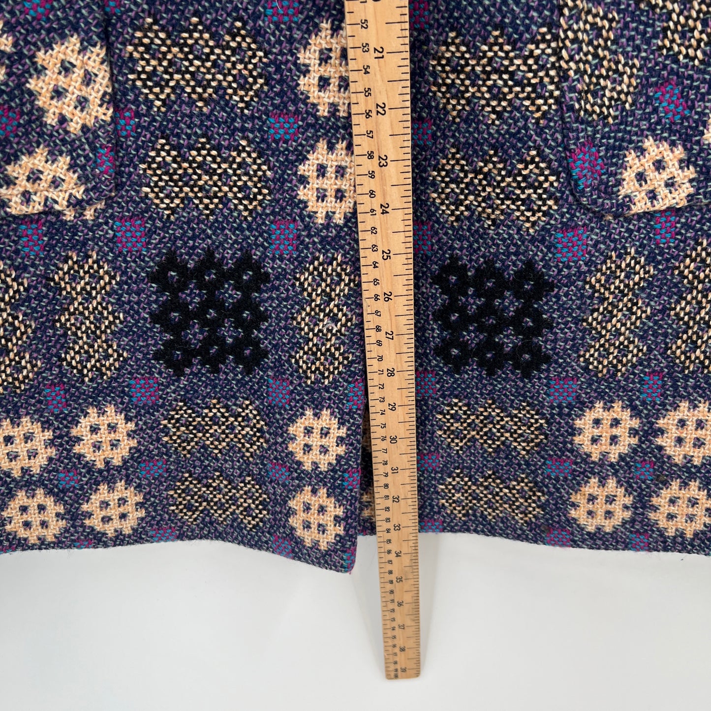 Vintage Wool Fur Trim Hooded Cape XS/S