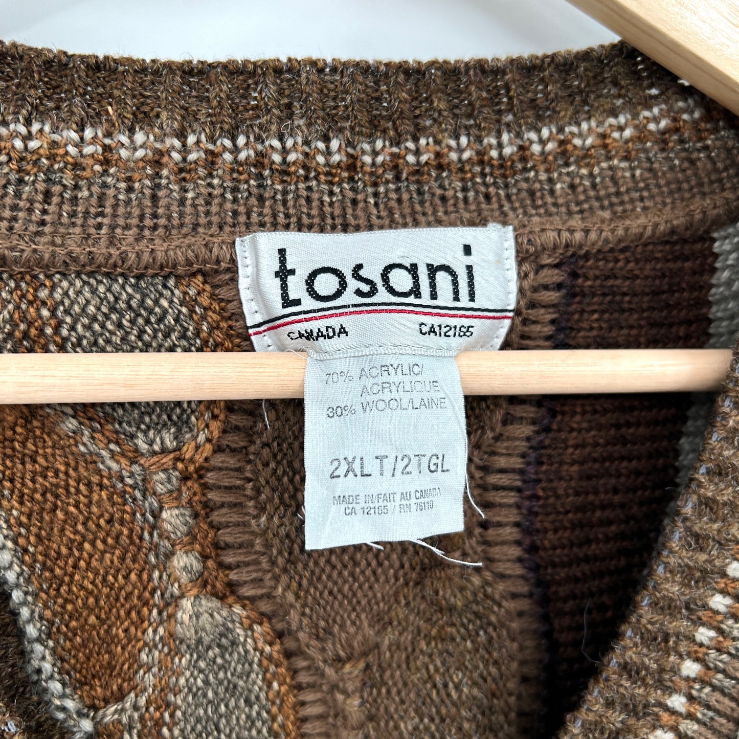 Vintage Tosani Textured Knit Unisex Sweater 2XL