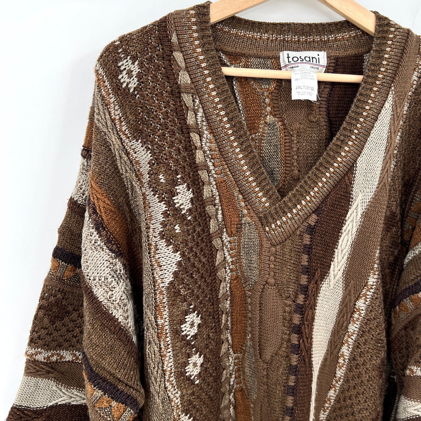 Vintage Tosani Textured Knit Unisex Sweater 2XL