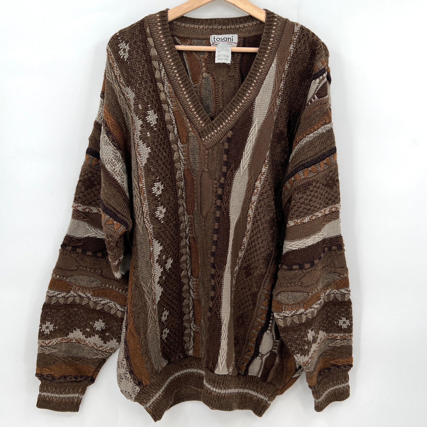 Vintage Tosani Textured Knit Unisex Sweater 2XL