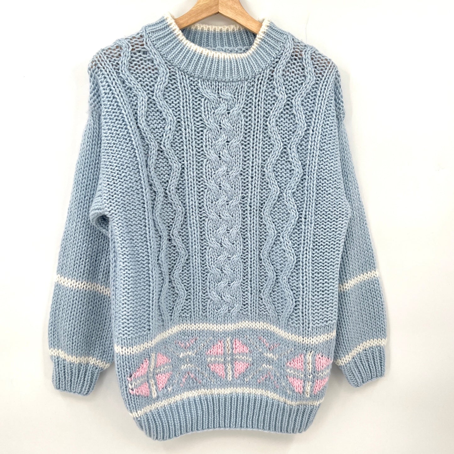 Vintage South Bay Acrylic Cable Knit Sweater L