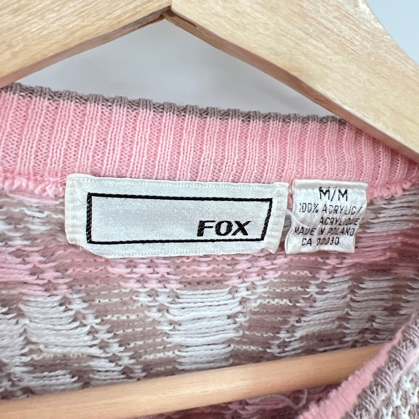 Vintage Fox Acrylic Geometric Print Sweater M