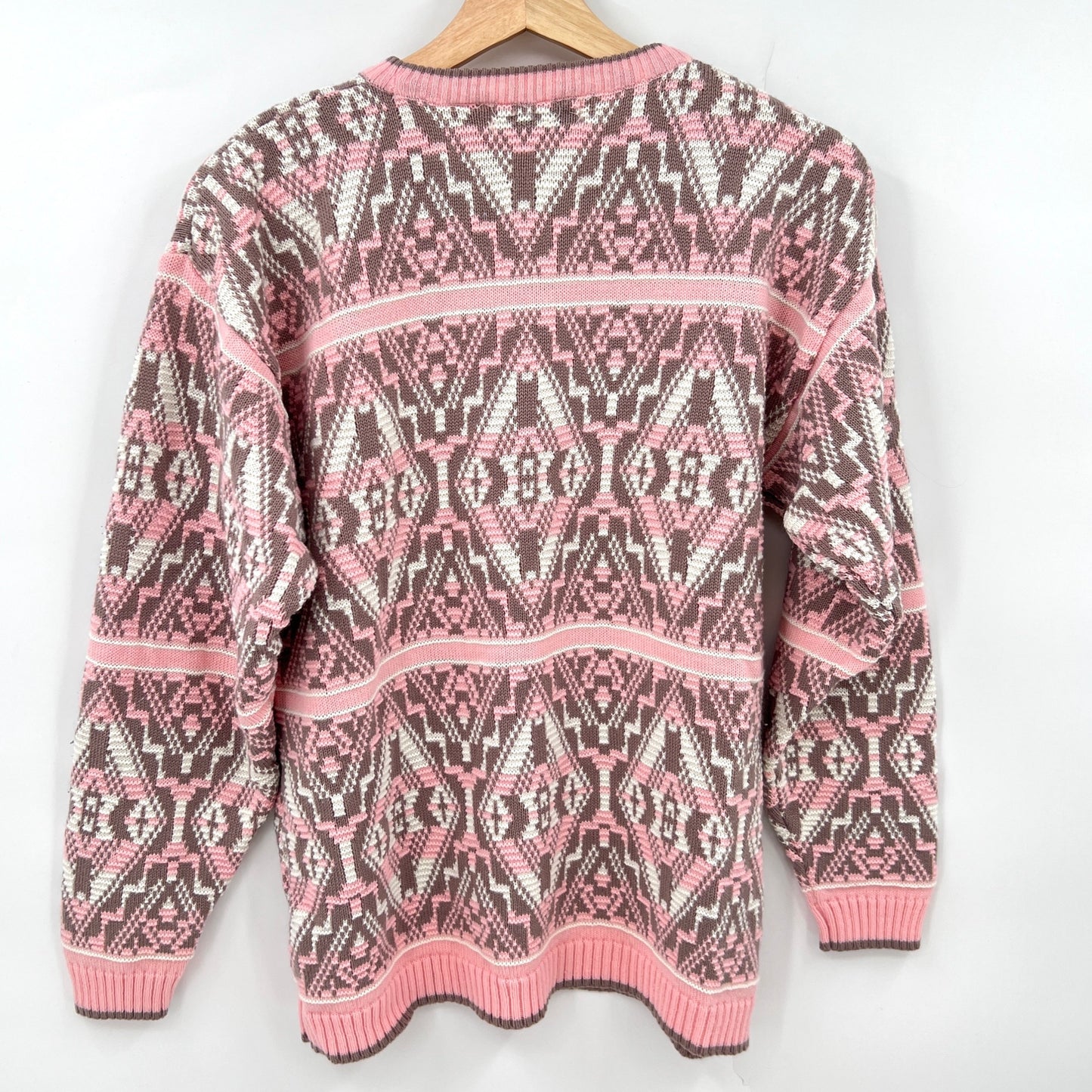 Vintage Fox Acrylic Geometric Print Sweater M