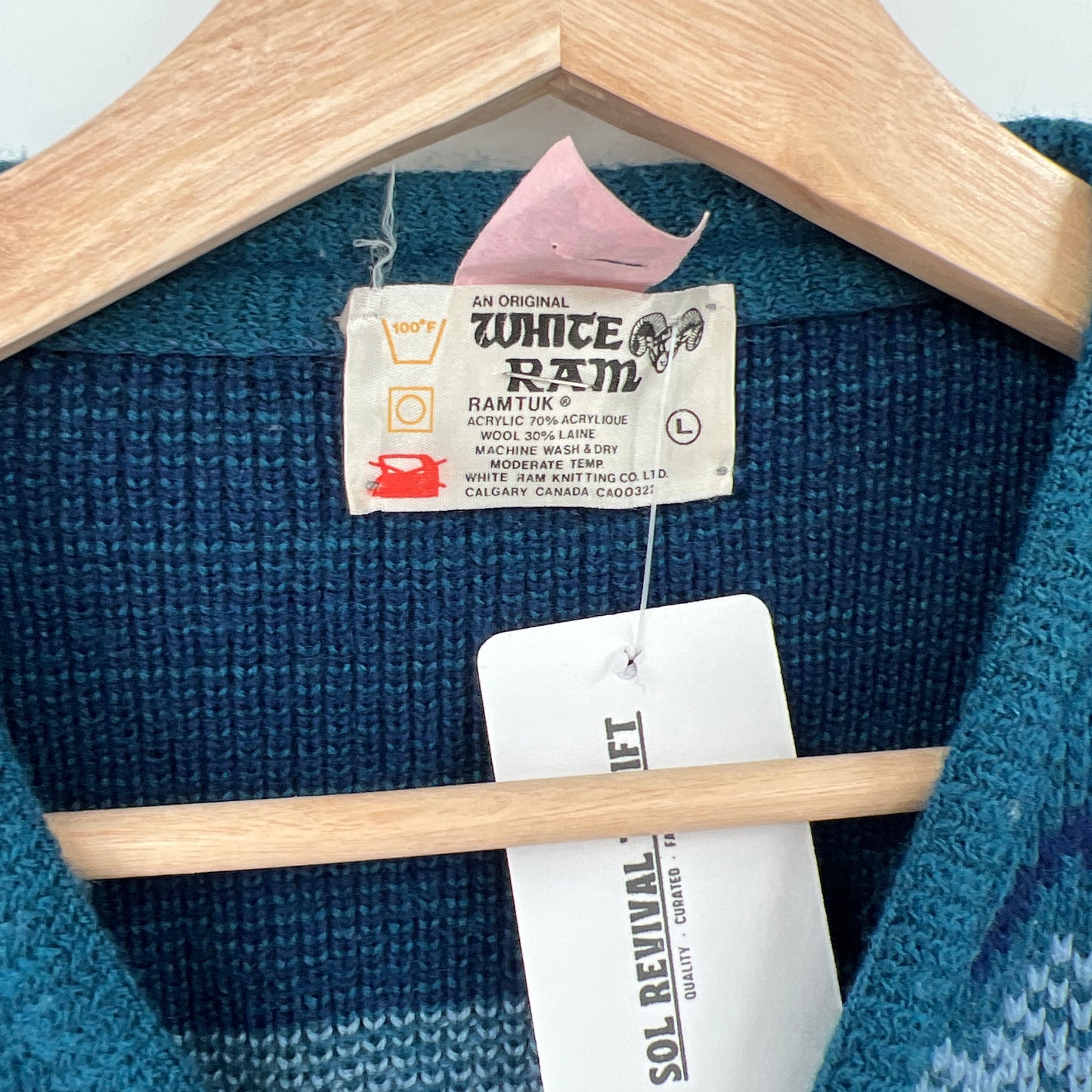 Vintage White Ram Cardigan L