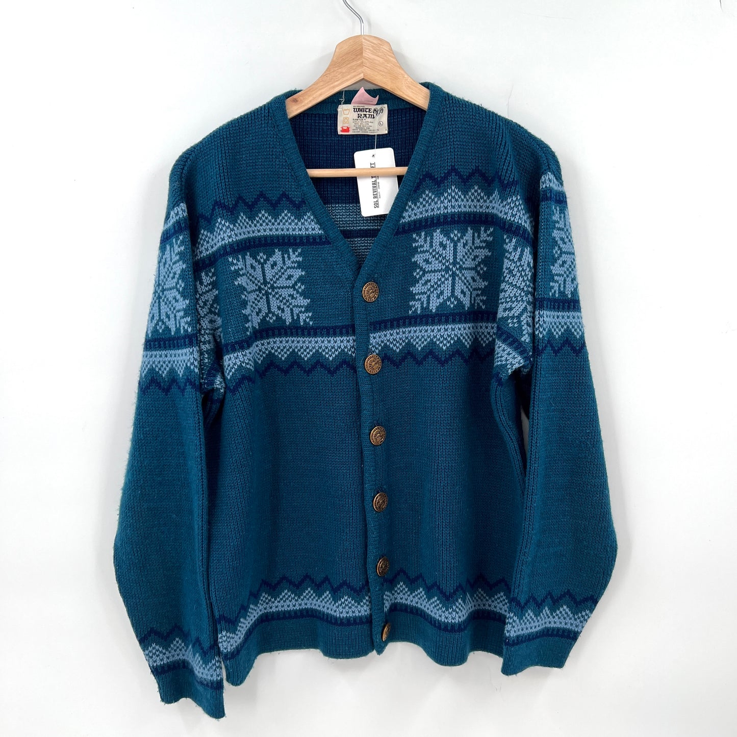 Vintage White Ram Cardigan L
