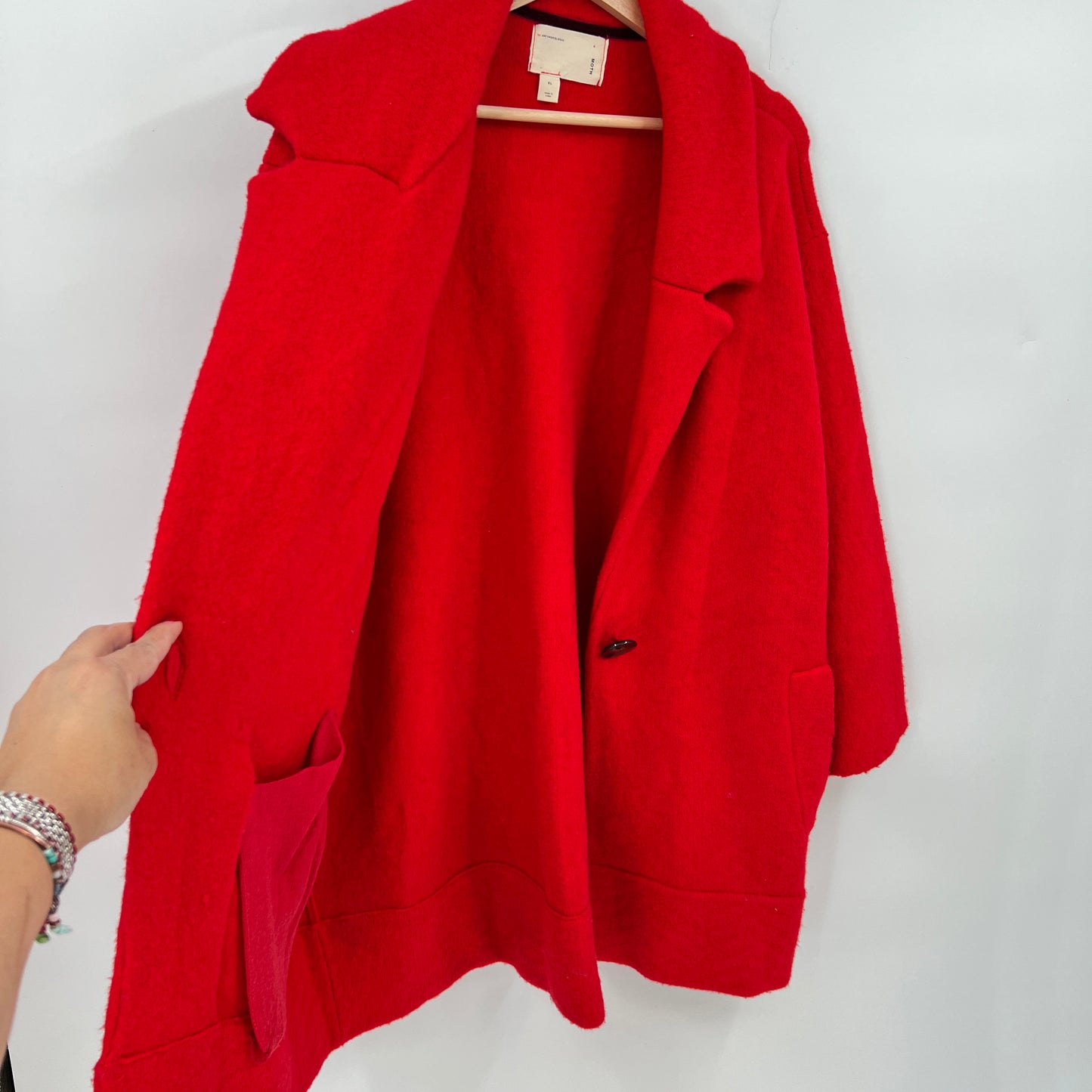 Anthropologie Moth Red Jacket Coat XL