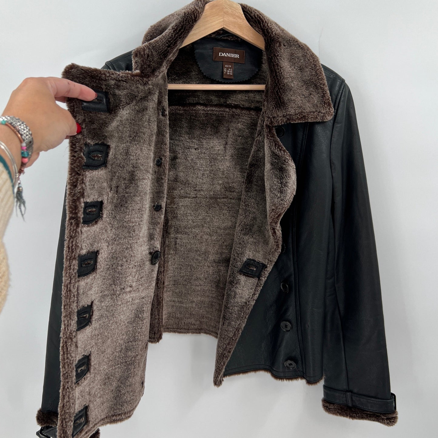SOLD. Danier Faux Fur Leather Jacket XS