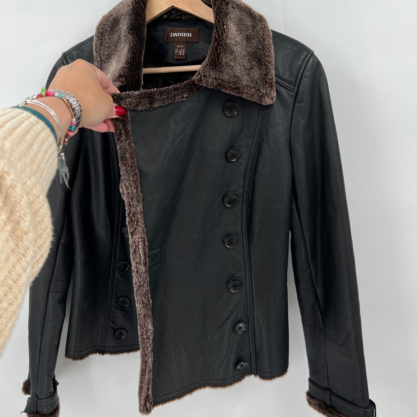 SOLD. Danier Faux Fur Leather Jacket XS