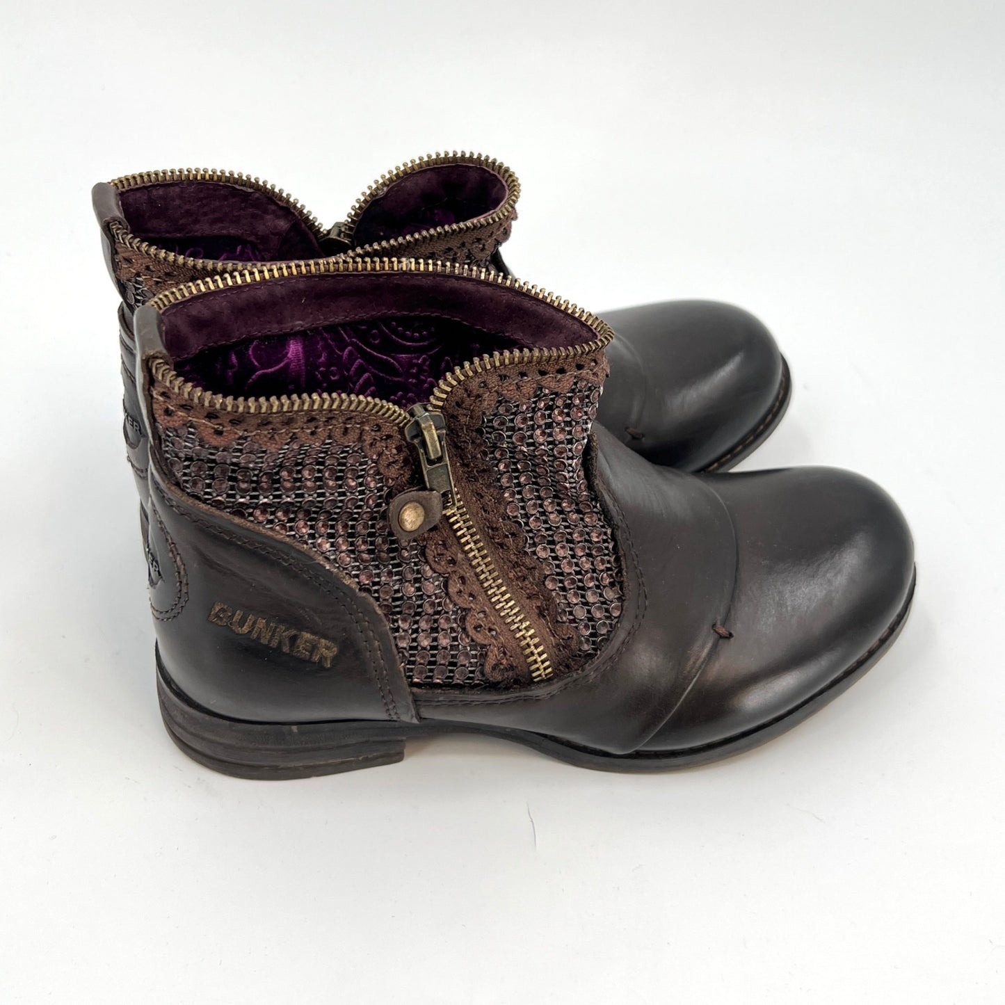 SOLD. Bunker Leather Metal Mesh Boots 36EU